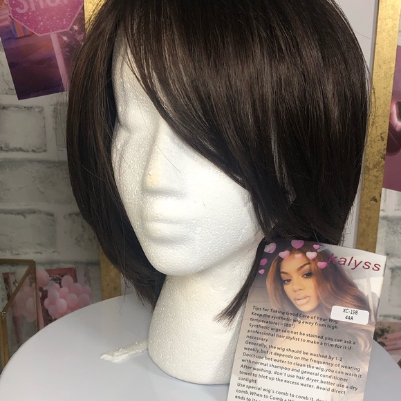 Kaylss Dark Brown/Black Short Pixie Cut - Sweeping Bangs - Synthetic Hair - New - Picture 6 of 15